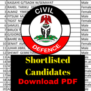 Civil Defense Shortlisted Candidates 2023: How to Check the NSCDC PDF List