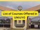 List of Courses Offered in UNIUYO