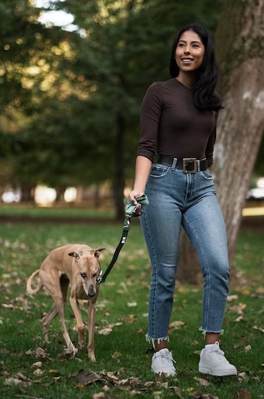 Black female student who is a dog walker