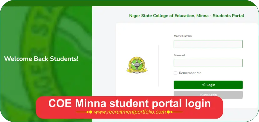 COE Minna Student Portal Login results