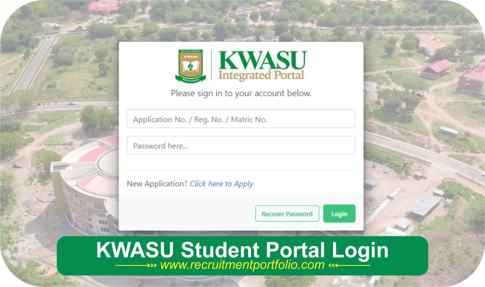 KWASU Student Portal Login | www.app.kwasu.edu.ng/portal