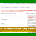 Landmark University Direct Entry Admission Form
