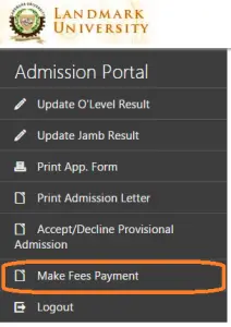 Landmark student payment page