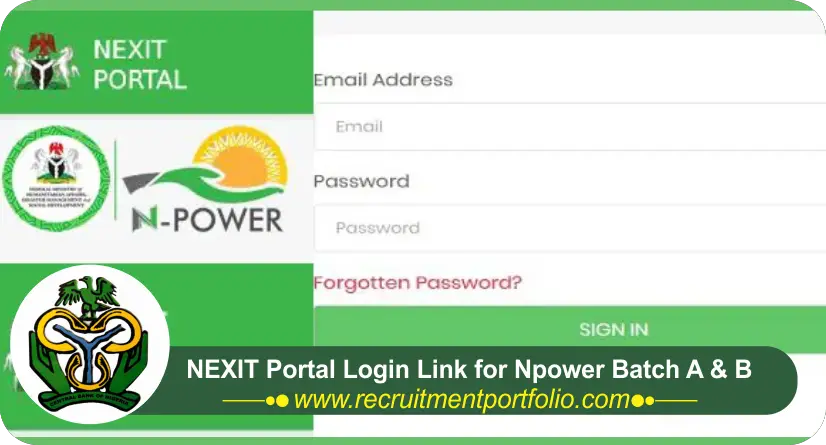 NEXIT Portal Login Link for Npower Batch A & B