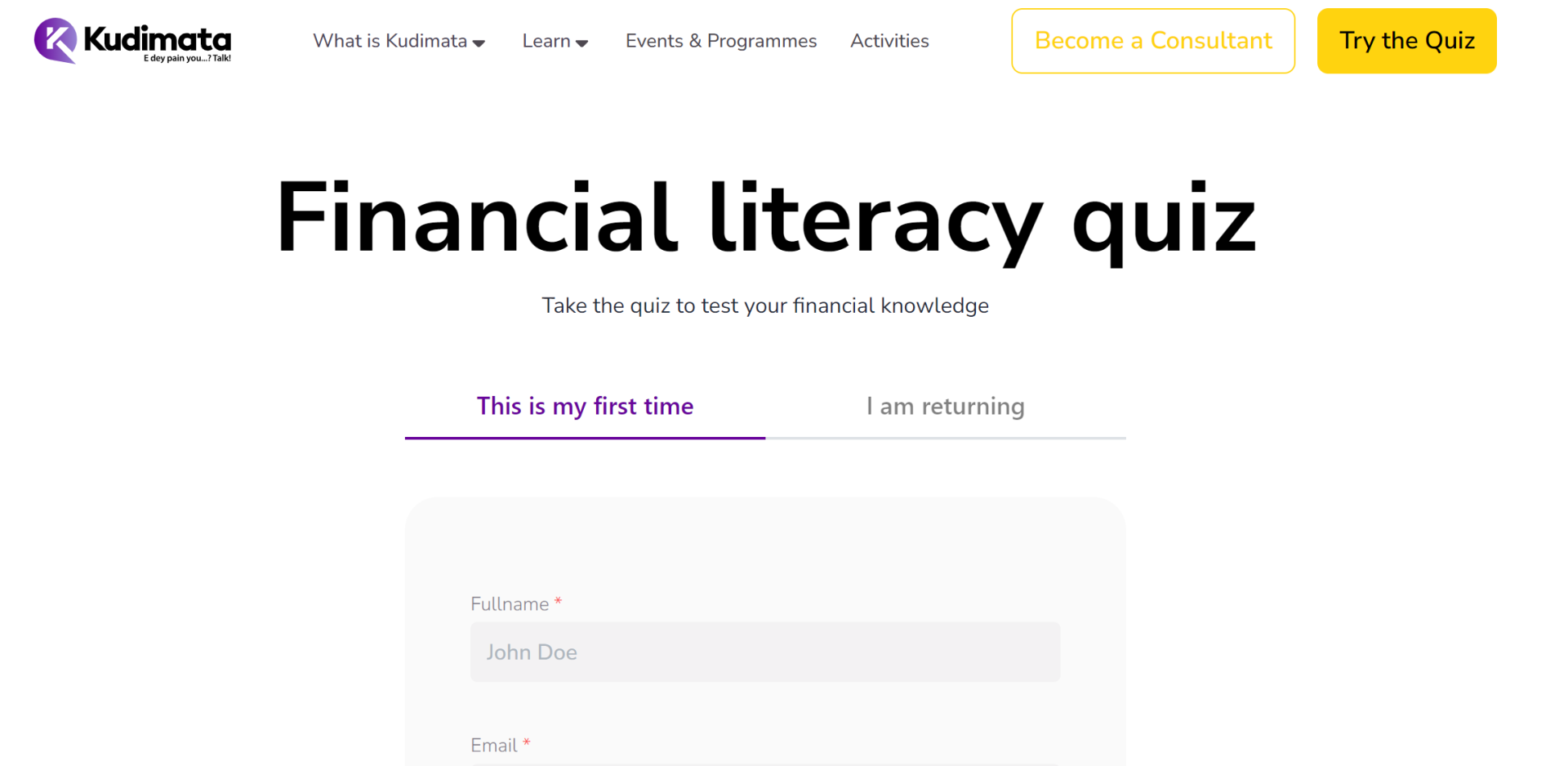 Financial literacy quiz