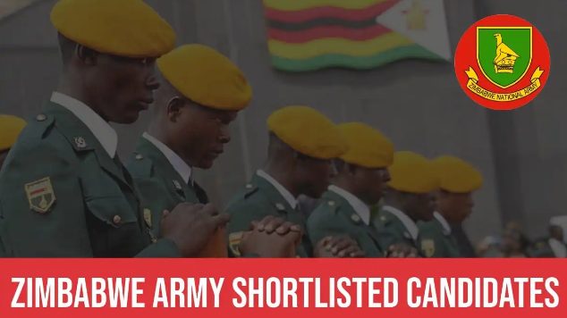 Zimbabwe Army Shortlisted Candidates